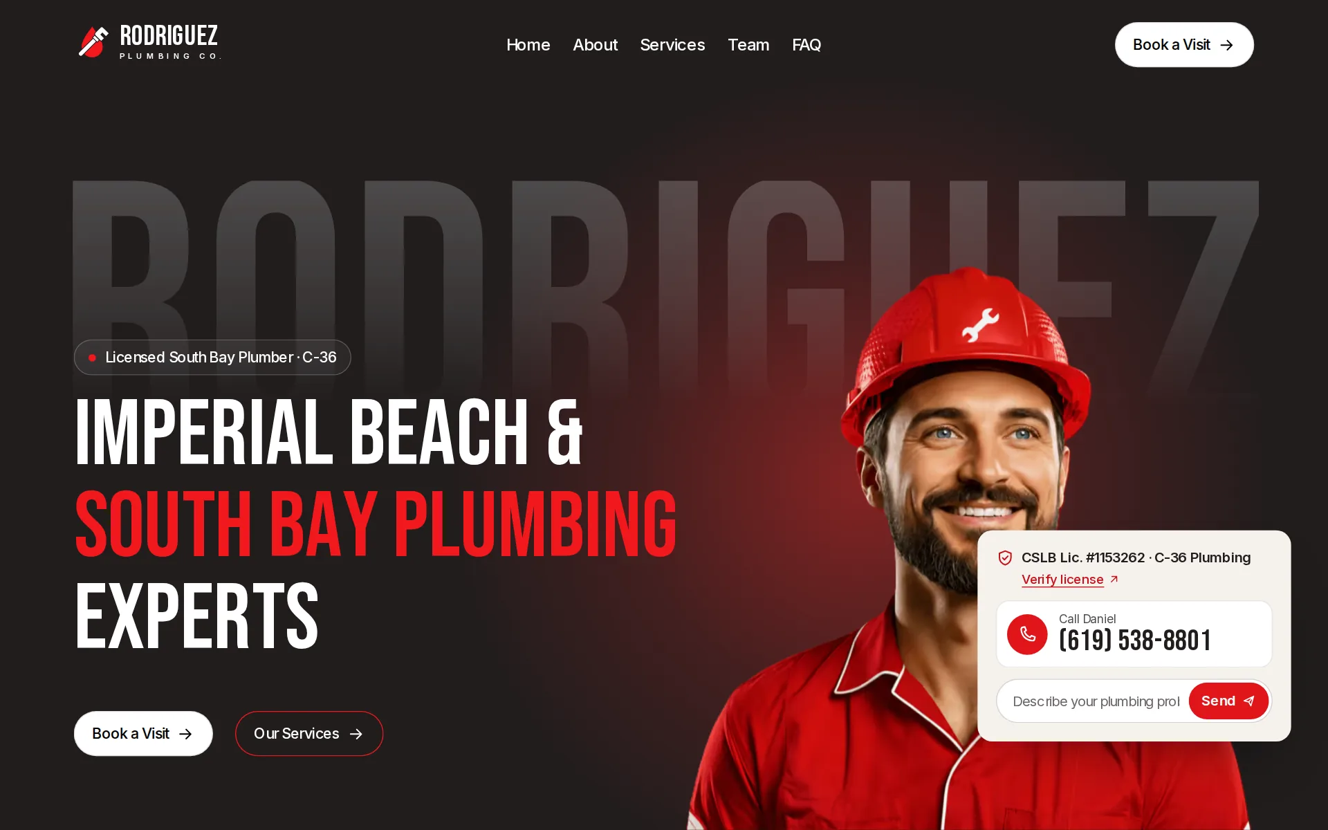 Rodriguez Plumbing, Plumbing & drains website concept