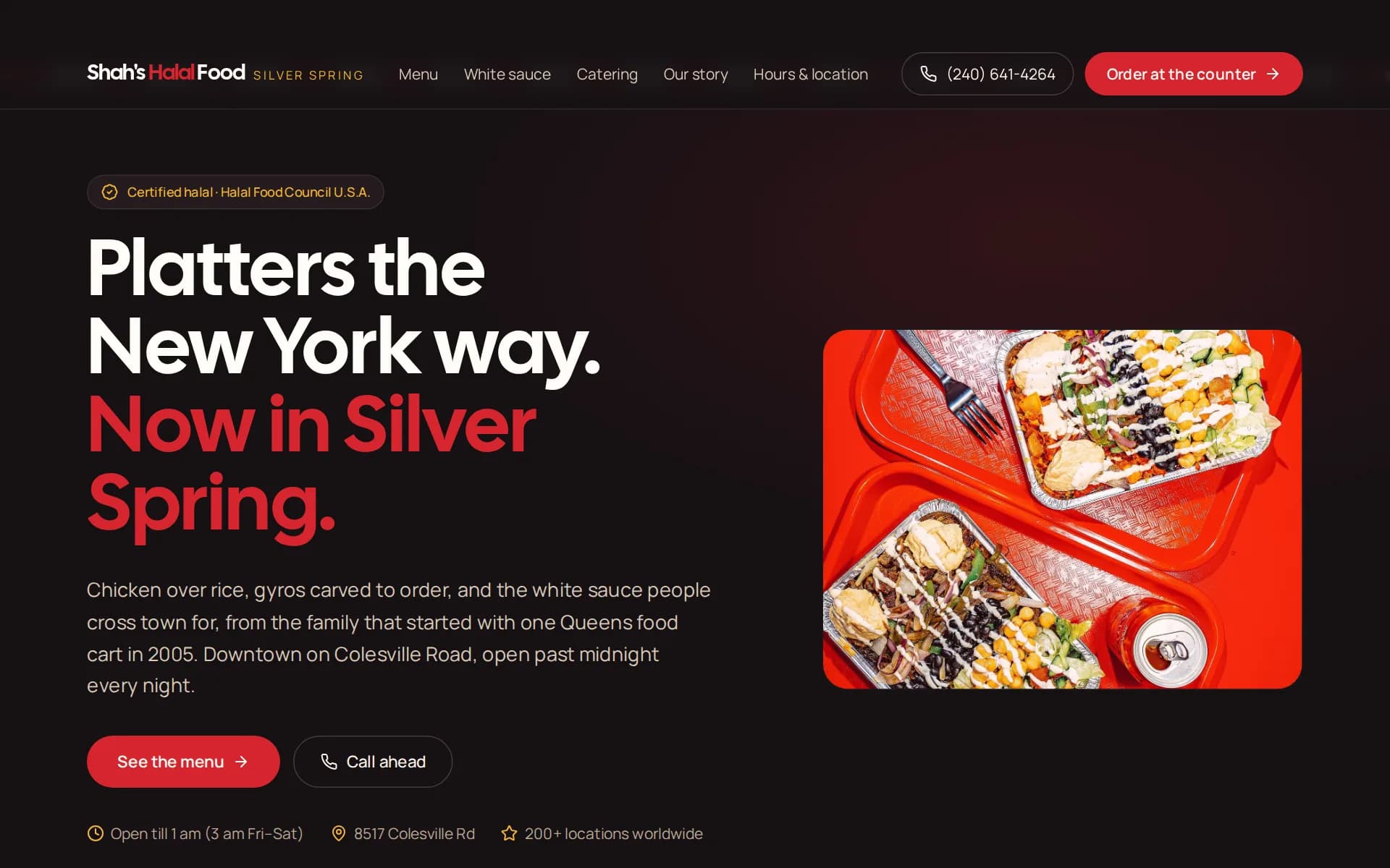 Shah's Halal Food, Halal platters & gyros website concept