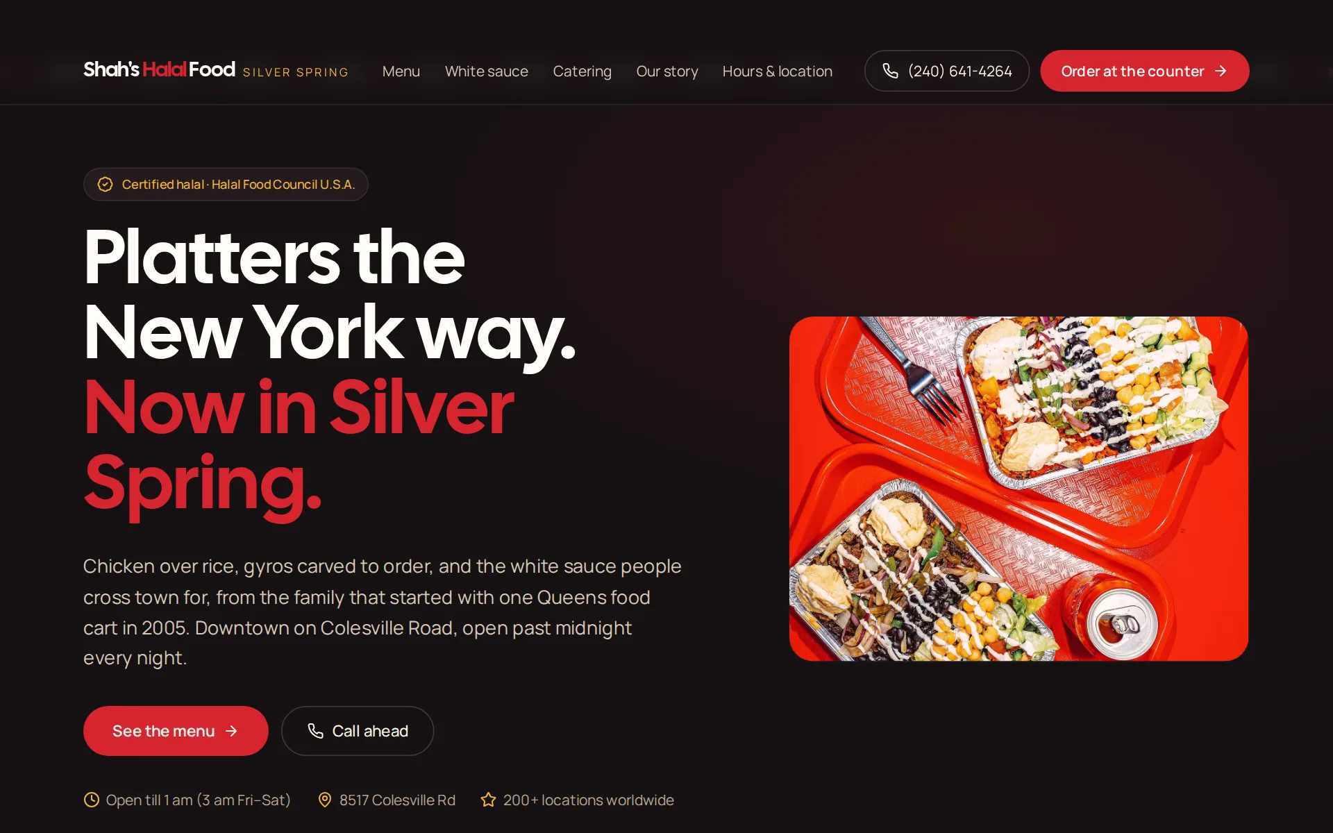 Shah's Halal Food homepage concept